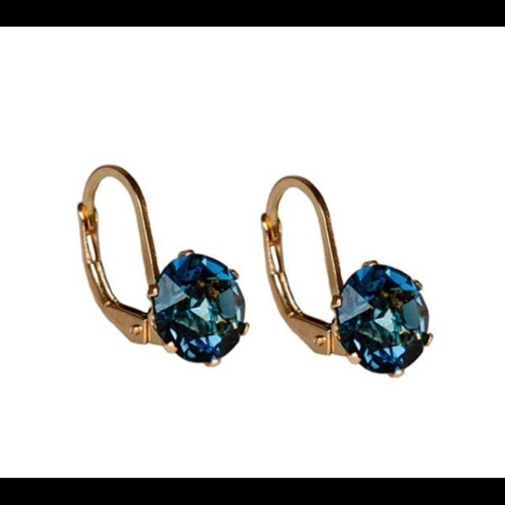 Alex&Ani Retired Intuition Blue Gold Drop Earrings - Picture 2 of 9